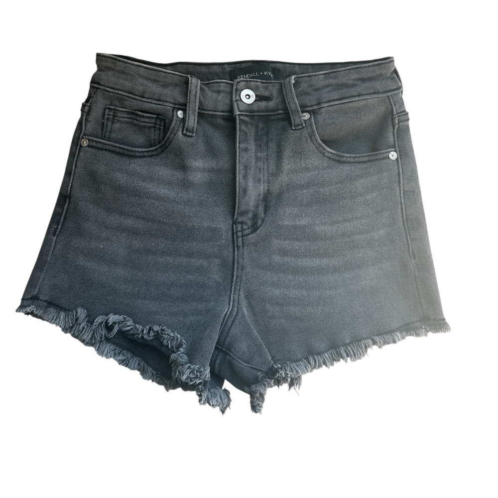 Kendall & Kylie Charcoal Frayed Jean Shorts